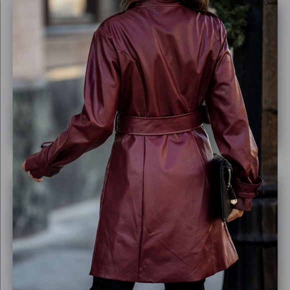 COPY - Vici- Valentin Pocketed Faux Leather Trench Coat - Picture 4 of 12